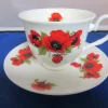 Adderley Ceramics Autumn Poppy Teacup & Saucer- Teacups & Saucers
