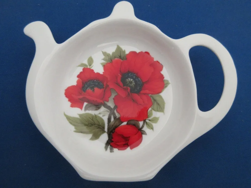 Adderley Ceramics Autumn Poppy Tea Tidy- Tea Bag Holders & Squeezers