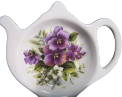 Adderley Ceramics Pansy Tea Tidy- Tea Bag Holders & Squeezers