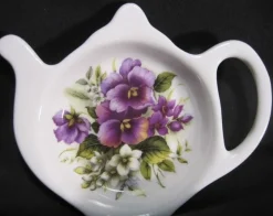 Adderley Ceramics Pansy Tea Tidy- Tea Bag Holders & Squeezers