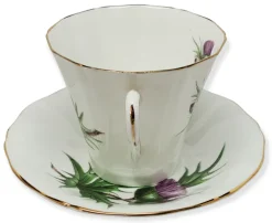 Adderley Ceramics Thistle Cup & Saucer with Gold Trim- Teacups & Saucers