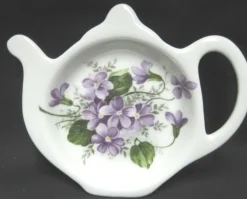 Adderley Ceramics Wild Violet Tea Tidy- Tea Bag Holders & Squeezers