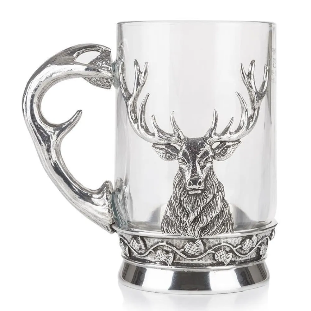 A.E. Williams Stag Glass & Pewter Tankard- Pewter Gifts & Jewelry|Glasses & Steins