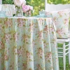 April Cornell Apple Blossom Aqua 88" Round Tablecloth- Tablecloths