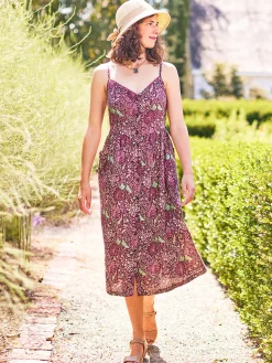April Cornell Butterfly Vine Sundress (Fig)- Robes, Nightgowns & Dresses