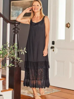 April Cornell Camille Black Slip- Robes, Nightgowns & Dresses