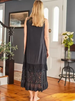 April Cornell Camille Black Slip- Robes, Nightgowns & Dresses