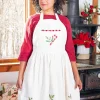 April Cornell Candy Cane Ecru Cross Stitch Embroidered Chef Apron- Aprons