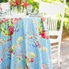 April Cornell Cottage Rose Sky Blue 88" Round Tablecloth- Tablecloths