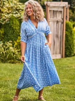 April Cornell Flowerpot Blue Dress- Robes, Nightgowns & Dresses