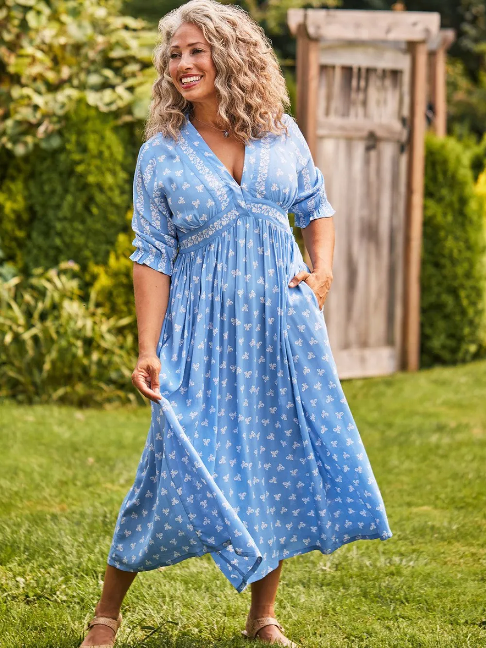 April Cornell Flowerpot Blue Dress- Robes, Nightgowns & Dresses