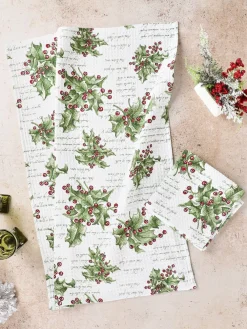 April Cornell Holly Song Ecru Tea Towel- Tea Towels