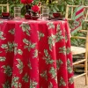 April Cornell Holly Song Red 88" Round Tablecloth- Tablecloths