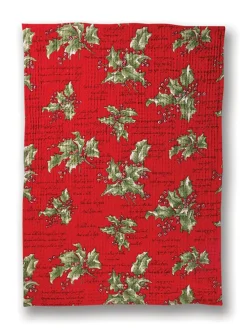 April Cornell Holly Song Red Tea Towel- Tea Towels