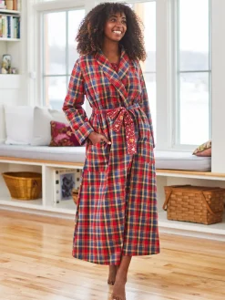 April Cornell Home Day Red & Green Dressing Gown- Robes, Nightgowns & Dresses