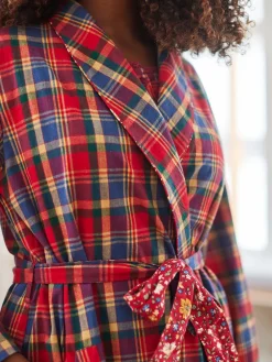 April Cornell Home Day Red & Green Dressing Gown- Robes, Nightgowns & Dresses