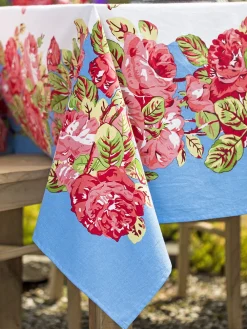 April Cornell La Vie En Rose Blue Square Tablecloth- Tablecloths