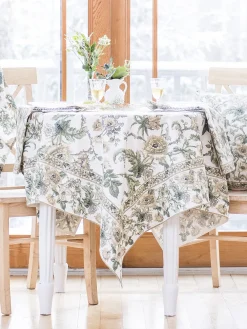 April Cornell Lillian Ecru Tablecloth, 54" x 54"- Tablecloths