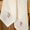 April Cornell Nature's Beauty Ecru Embroidered Tea Napkins- Cotton Napkins