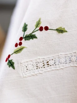 April Cornell Poinsettia Embroidered Tablecloth, 36
