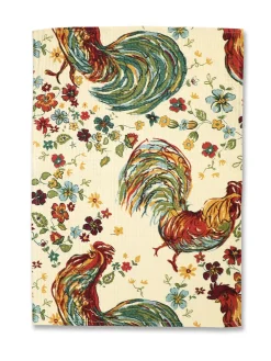 April Cornell Rooster Ecru Tea Towel- Tea Towels