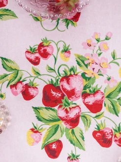 April Cornell Strawberry Basket 88" Round Tablecloth (Sorbet)- Tablecloths