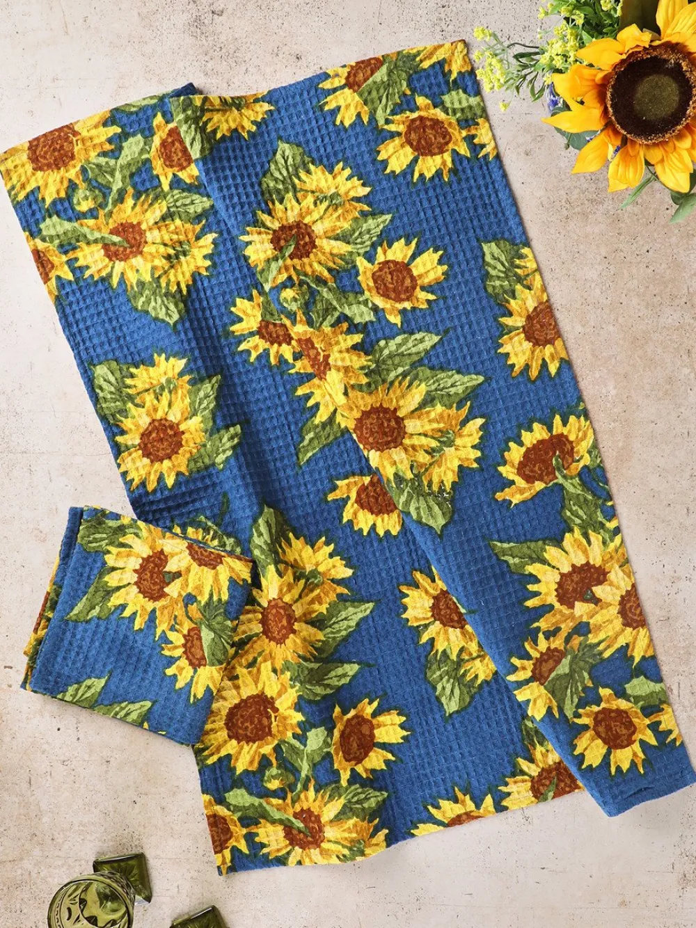 April Cornell Sunflower Valley Navy Tea Towel- Tea Towels