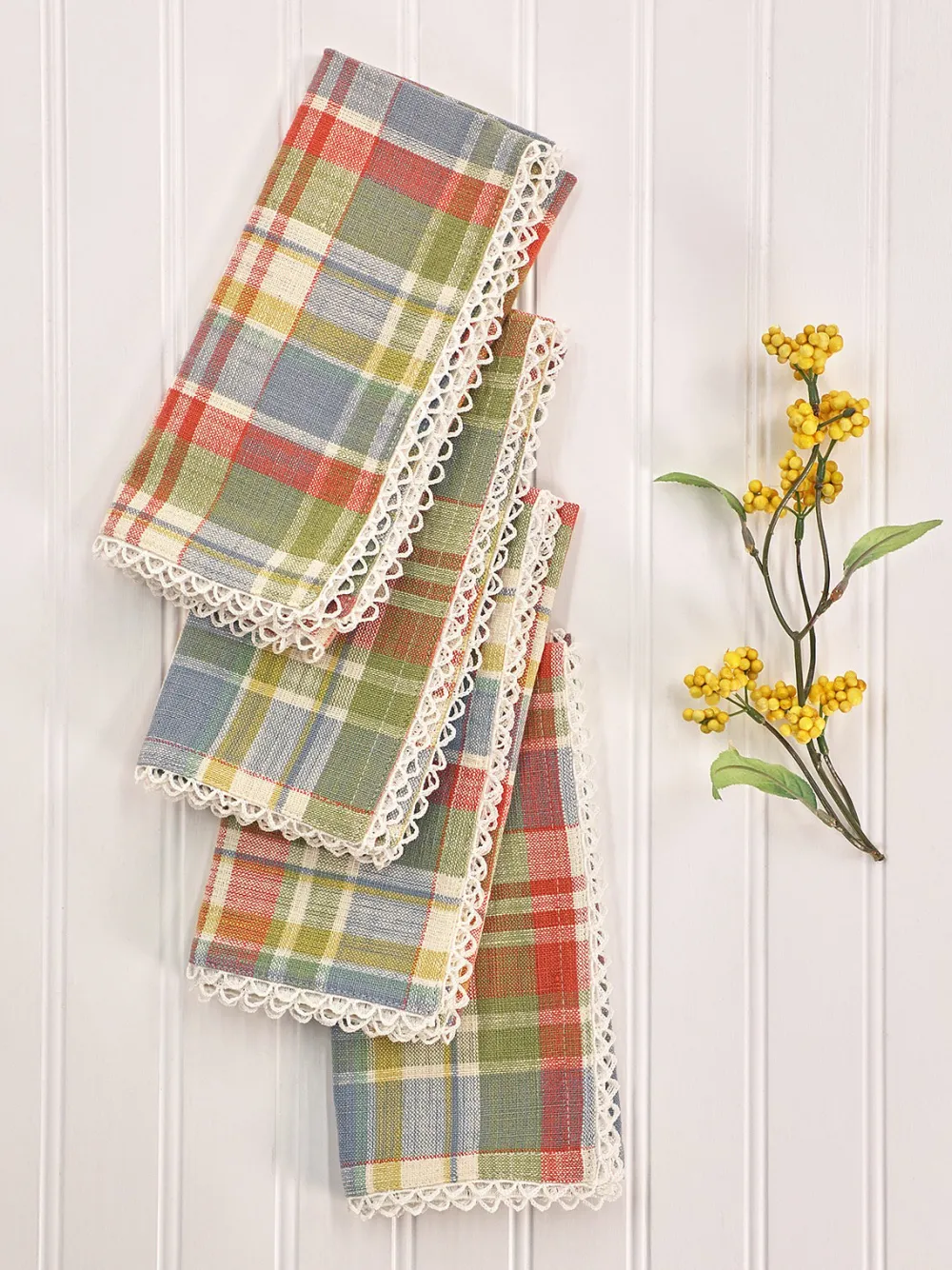 April Cornell Sunwashed Plaid Cotton Napkin Set- Cotton Napkins