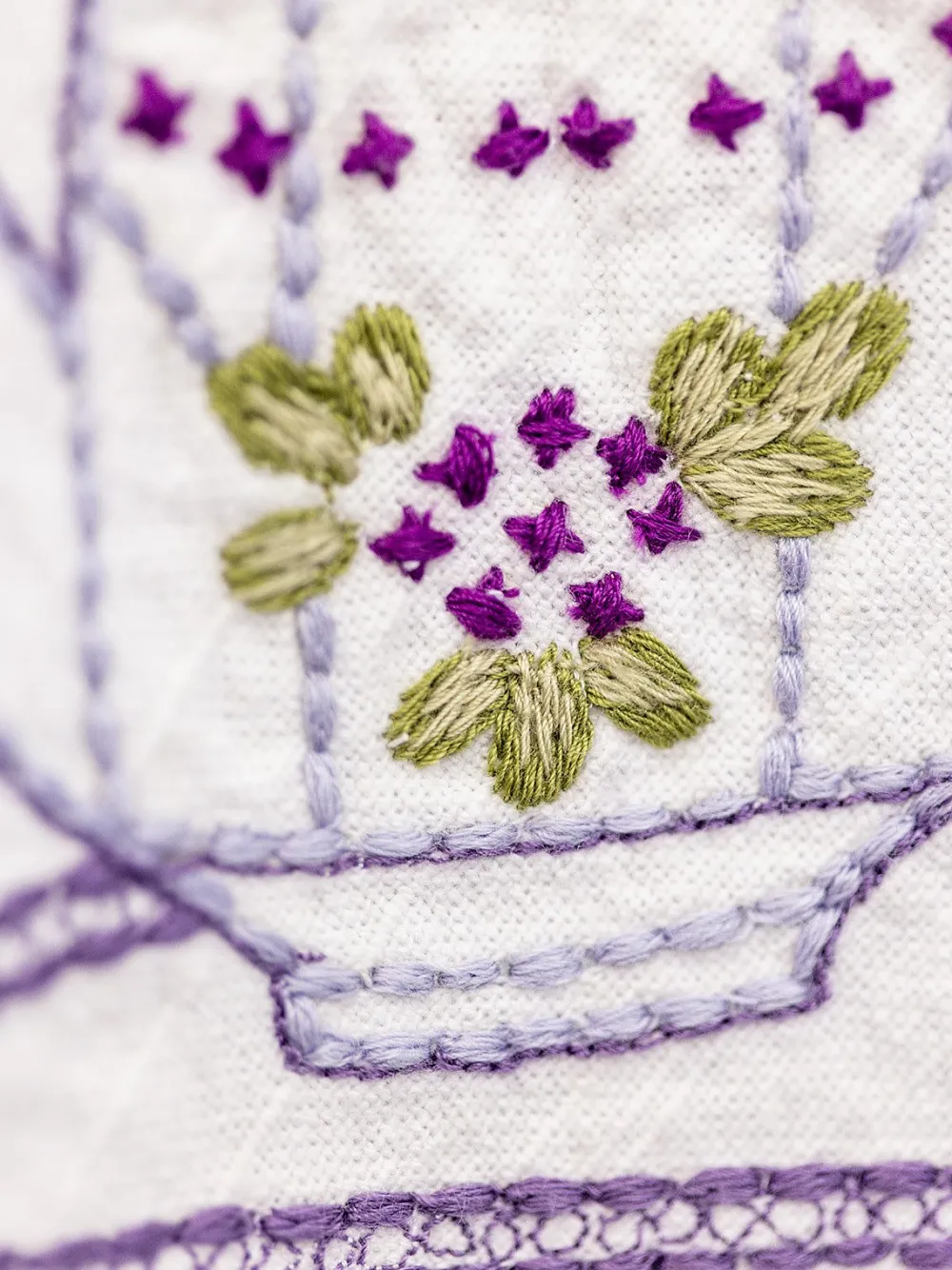 April Cornell Tea Time Embroidered Tablecloth - Lavender - 36" x 36"- Tablecloths