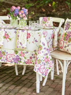 April Cornell Violets Ecru Tablecloth, 60" x 90"- Tablecloths