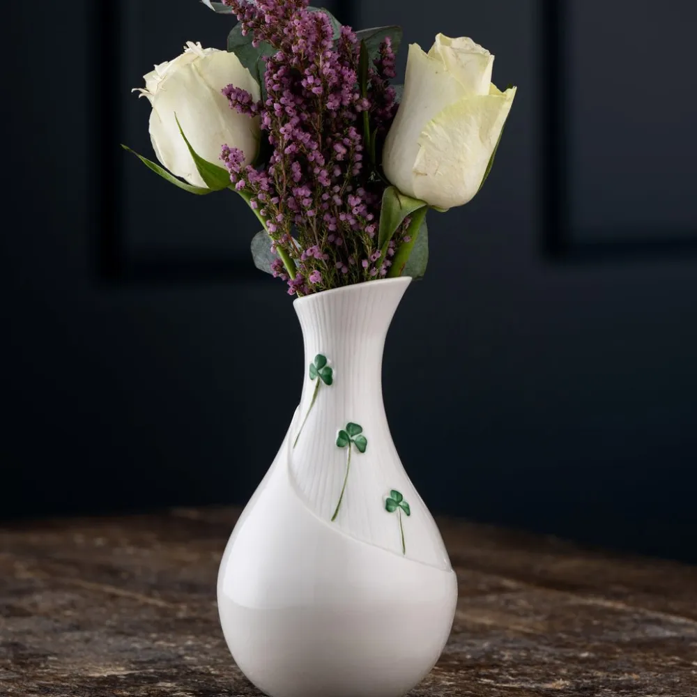 Belleek Classic Shamrock Meadow 6" Vase- Vases|Belleek Pottery