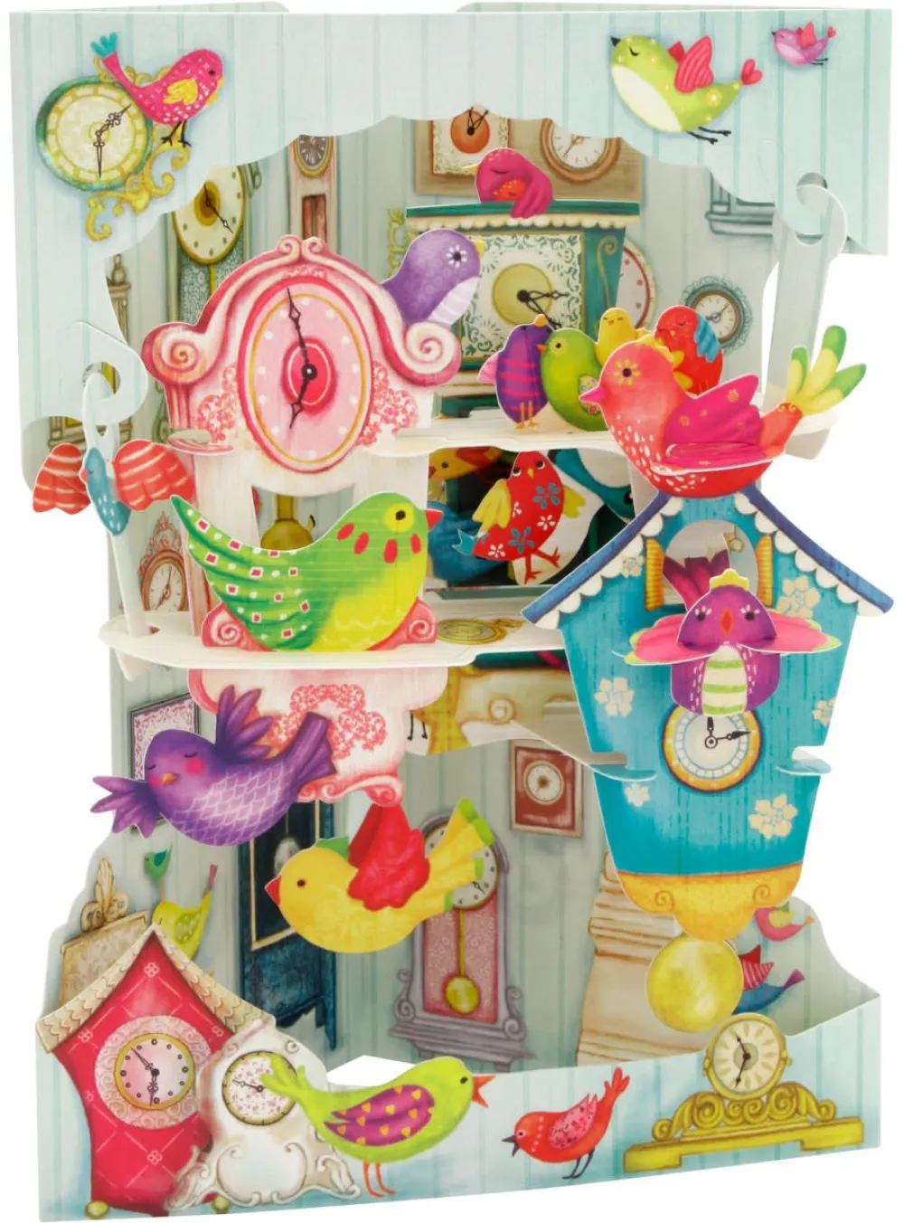 Birds & Clocks Swing Card- Greeting Cards