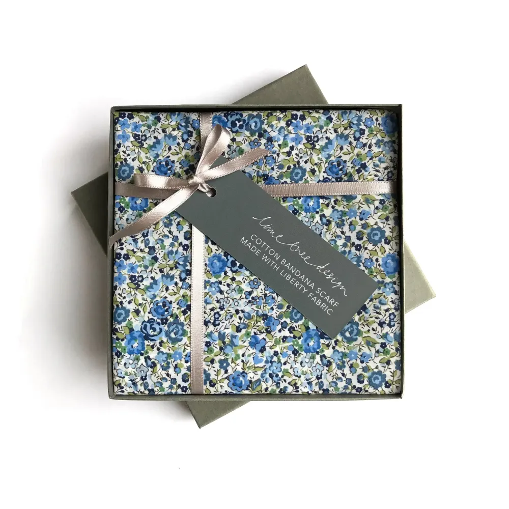 Blue Emma & Georgina Square Bandana- Handkerchiefs|Scarves & Wraps