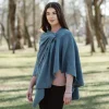 Blue Lambswool Draped Shawl- Scarves & Wraps