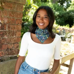 Blue Strawberry Thief Square Bandana- Handkerchiefs|Scarves & Wraps