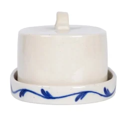 Blue & White Butter Dish with Flower- Kitchen Tools