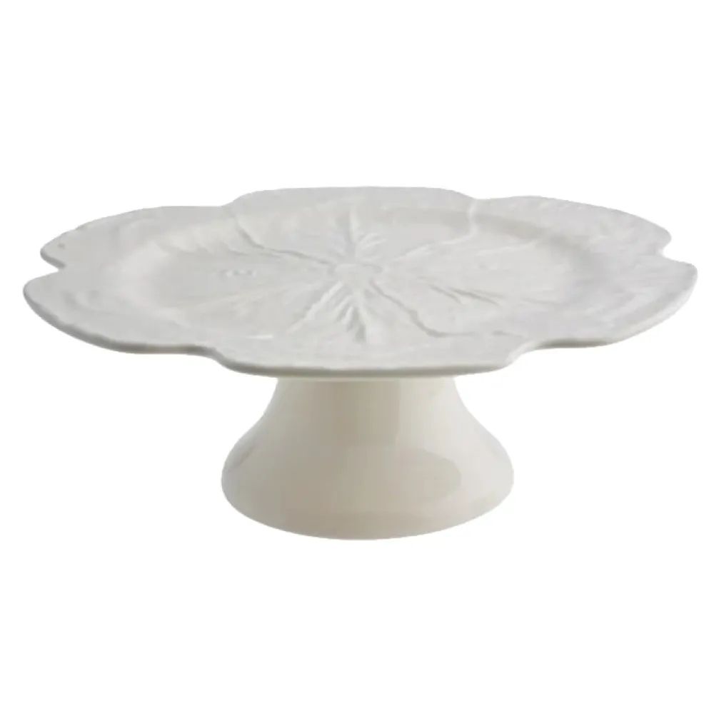 Bordallo Pinheiro Beige Cabbage Cake Stand- Bordallo Pinheiro|Serving Plates