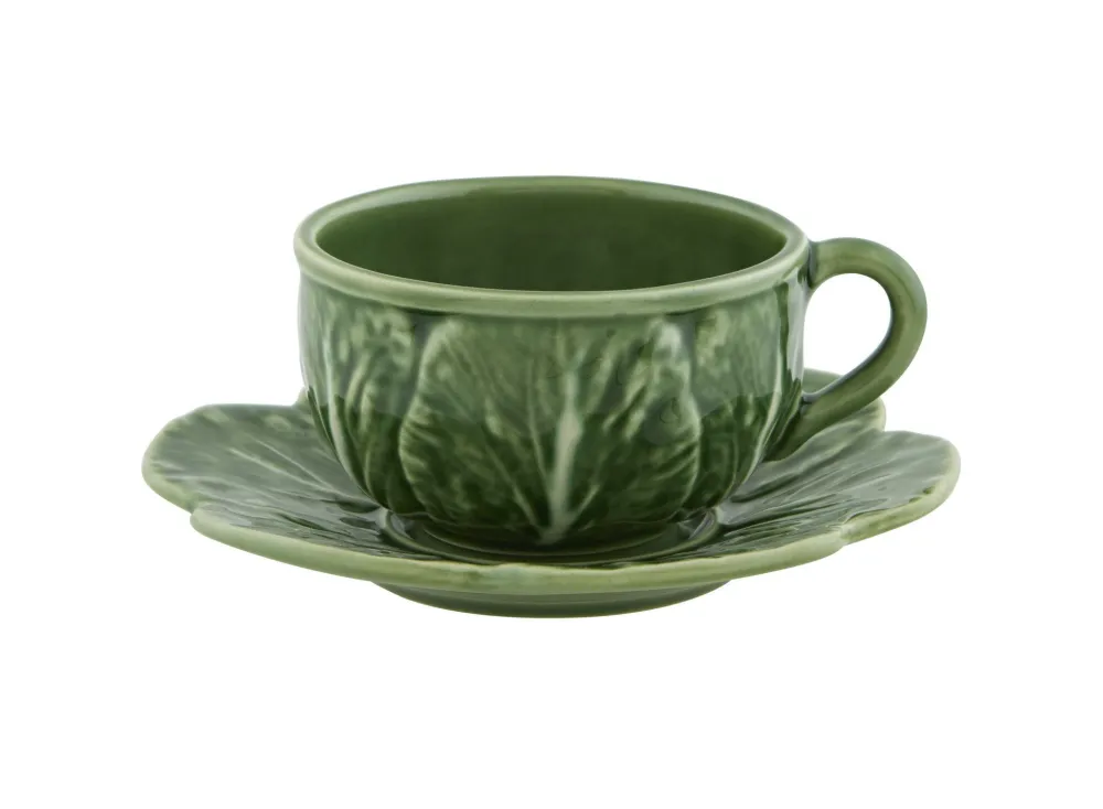 Bordallo Pinheiro Cabbage Teacup & Saucer- Bordallo Pinheiro|Teacups & Saucers