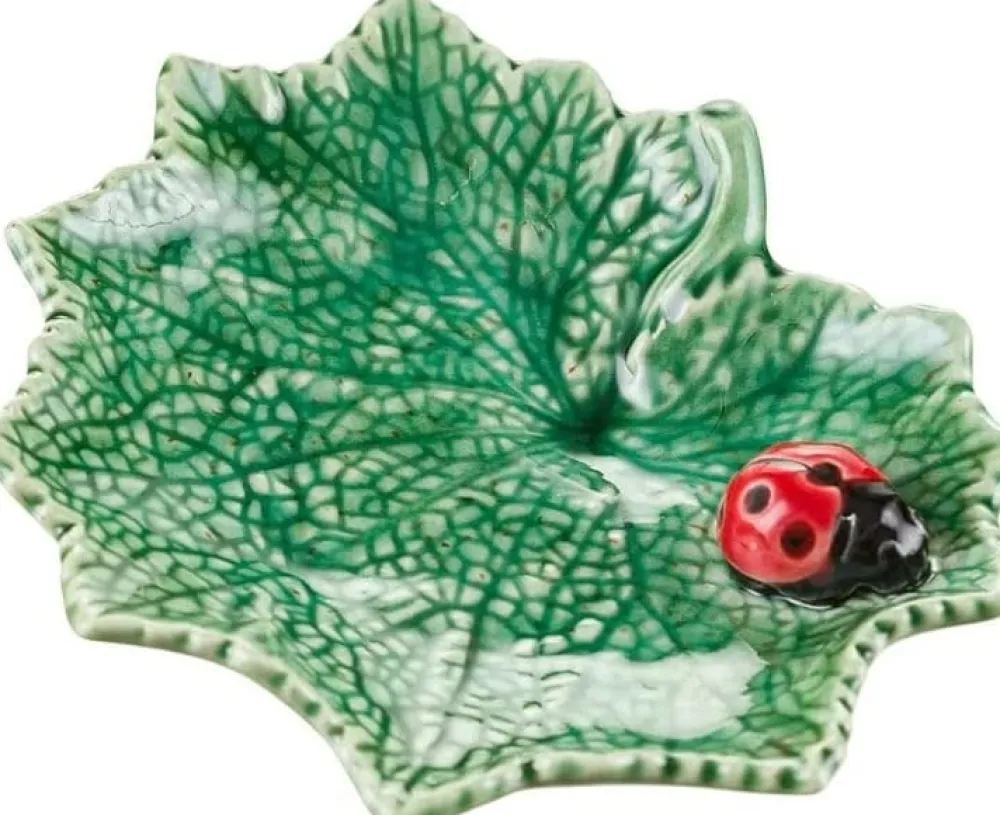 Bordallo Pinheiro Countryside Leaves Ragwort Leaf with Lady Bug- Bordallo Pinheiro|Tea Plates