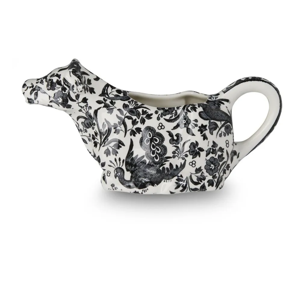 Burleigh Pottery Black Regal Peacock Cow Creamer- Burleigh Pottery|Creamers & Sugar Bowls