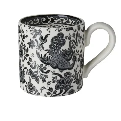 Burleigh Pottery Black Regal Peacock Half Pint Mug- Burleigh Pottery