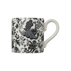 Burleigh Pottery Black Regal Peacock Half Pint Mug- Burleigh Pottery