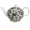 Burleigh Pottery Black Regal Peacock Large Teapot- Burleigh Pottery|Teapots