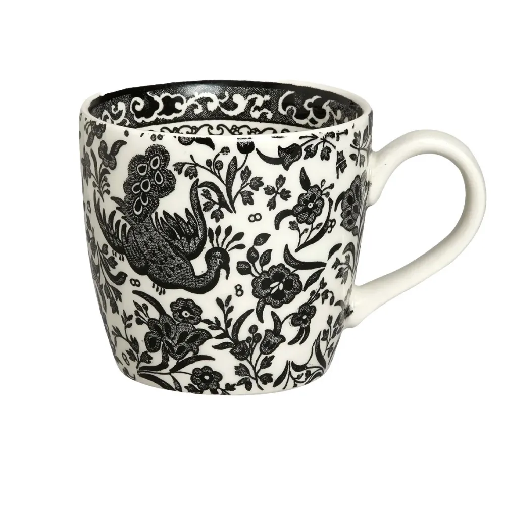 Burleigh Pottery Black Regal Peacock Osbourne Mug- Burleigh Pottery