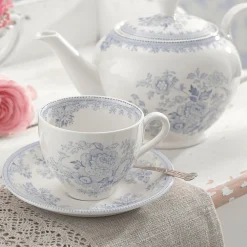 Burleigh Pottery Blue Asiatic Pheasants Teacup & Saucer- Burleigh Pottery|Teacups & Saucers