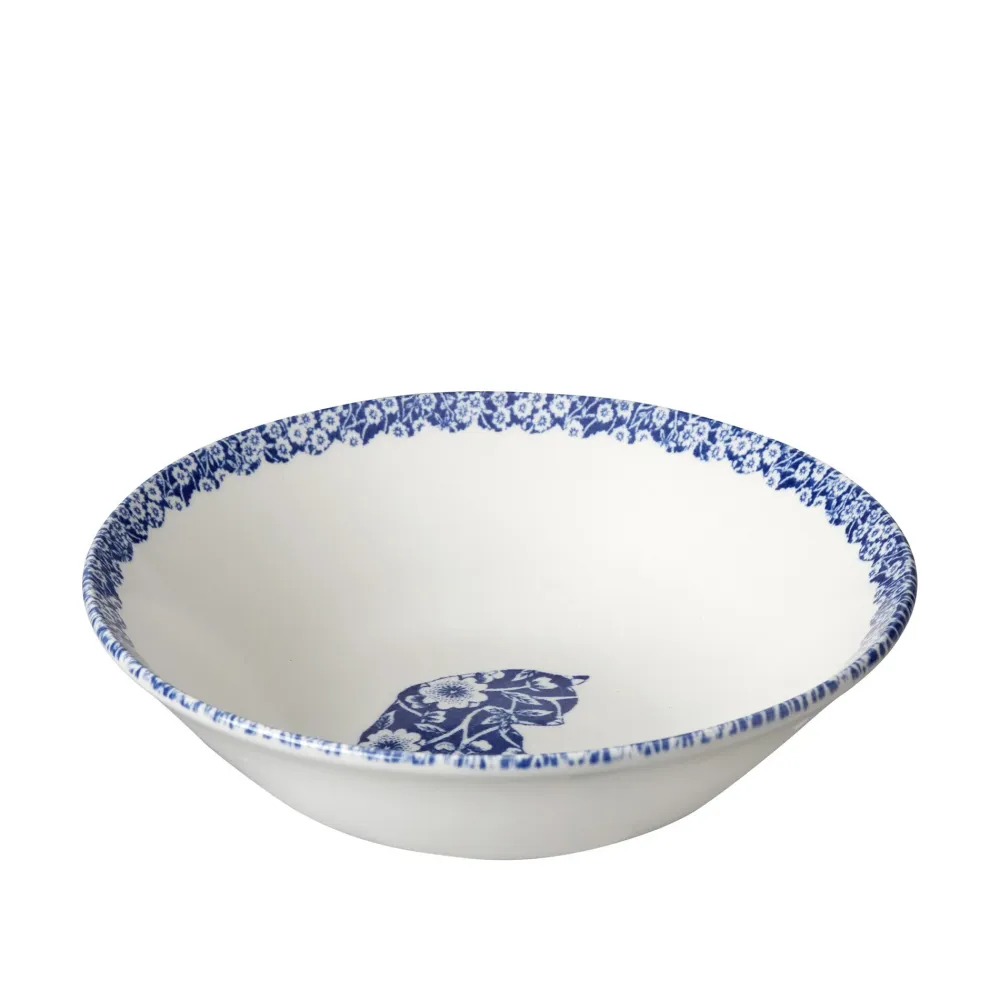 Burleigh Pottery Blue Calico Cat Cereal Bowl- Burleigh Pottery