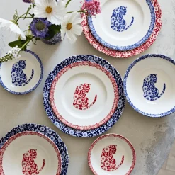 Burleigh Pottery Blue Calico Cat Cereal Bowl- Burleigh Pottery