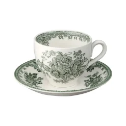 Burleigh Pottery Dark Green Asiatic Pheasants Teacup & Saucer- Burleigh Pottery|Teacups & Saucers