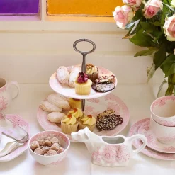 Burleigh Pottery Pink Asiatic Pheasants Cow Creamer- Burleigh Pottery|Creamers & Sugar Bowls