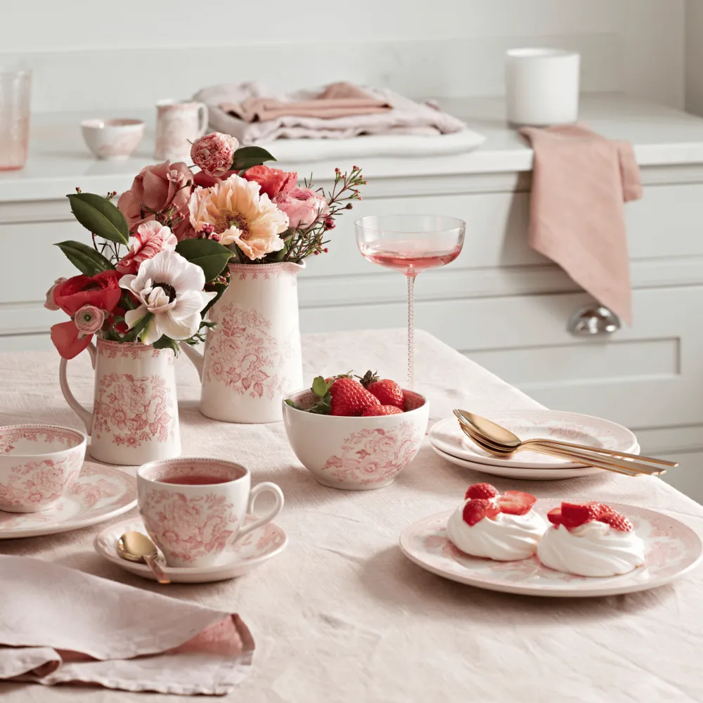 Burleigh Pottery Pink Asiatic Pheasants Teacup & Saucer- Burleigh Pottery|Teacups & Saucers